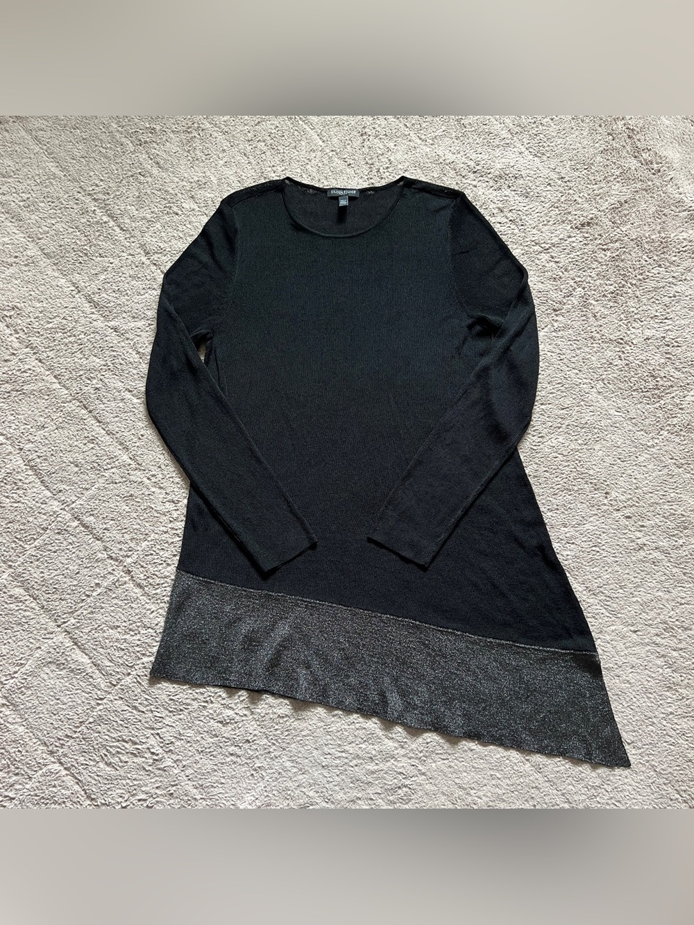 Eileen Fisher Tunic Metallic Asymmetrical Contemporary Old Money Chic Sz PM